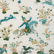 Load image into Gallery viewer, Brunschwig &amp; Fils Nayan Emb Fabric / Aqua/Leaf
