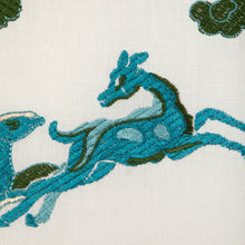 Load image into Gallery viewer, Brunschwig &amp; Fils Nayan Emb Fabric / Aqua/Leaf