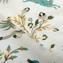 Load image into Gallery viewer, Brunschwig &amp; Fils Nayan Emb Fabric / Aqua/Leaf