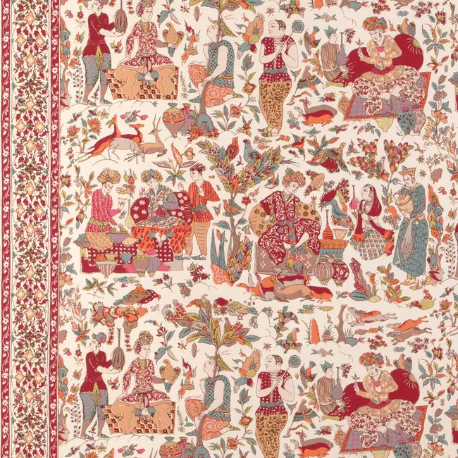 Brunschwig & Fils Shalimar Print Fabric / Berry/Sand
