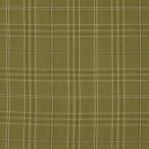 Schumacher Nils Plaid Linen Fabric 80303 / Grass