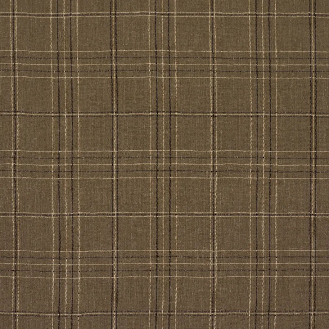 Schumacher Nils Plaid Linen Fabric 80304 / Lichen