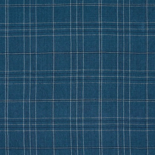 Schumacher Nils Plaid Linen Fabric 80305 / Denim