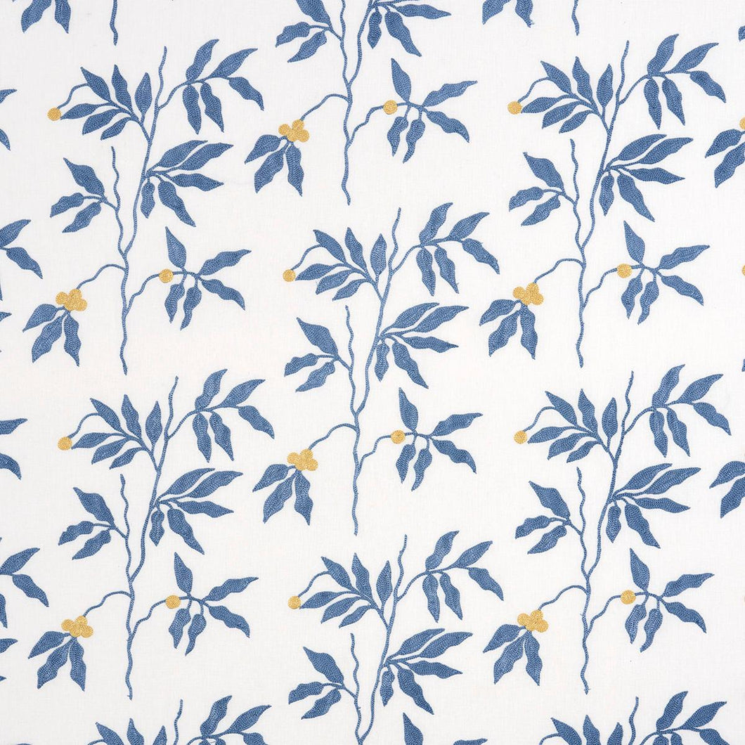 Schumacher Lilla Embroidery Fabric 80432 / Blue