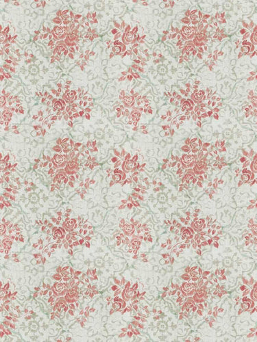 Linen Cotton Cream Pink Red Sage Green Beige Floral Drapery Fabric FB