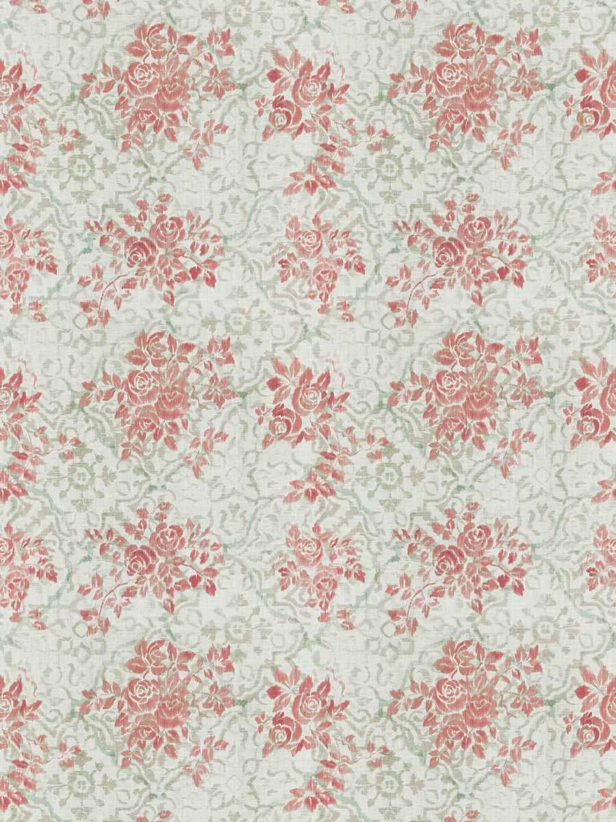 Linen Cotton Cream Pink Red Sage Green Beige Floral Drapery Fabric FB