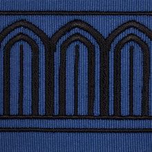 Load image into Gallery viewer, Schumacher Arches Embroidered Tape Medium Trim 81150 / Black On Navy