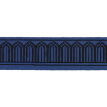 Load image into Gallery viewer, Schumacher Arches Embroidered Tape Medium Trim 81150 / Black On Navy