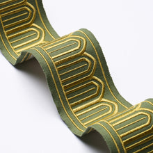 Load image into Gallery viewer, Schumacher Arches Embroidered Tape Medium Trim 81152 / Olive