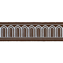 Load image into Gallery viewer, Schumacher Arches Embroidered Tape Medium Trim 81153 / Sky On Brown