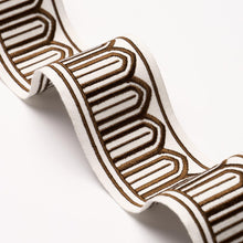 Load image into Gallery viewer, Schumacher Arches Embroidered Tape Medium Trim 81154 / Brown