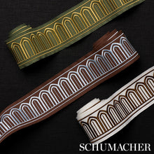 Load image into Gallery viewer, Schumacher Arches Embroidered Tape Medium Trim 81154 / Brown