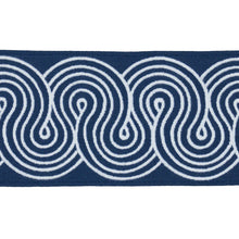 Load image into Gallery viewer, Schumacher Giraldi Embroidered Trim 81253 / White On Navy