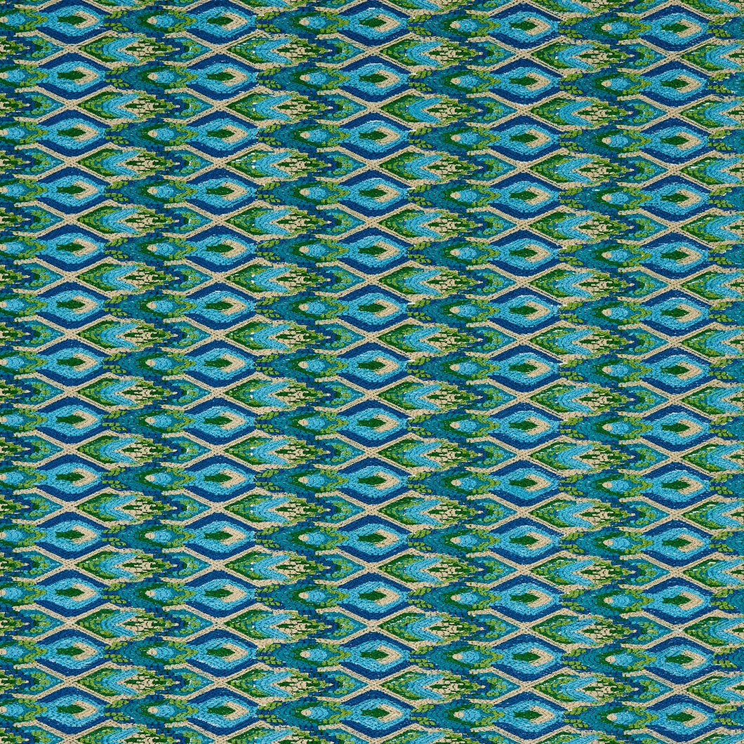 Schumacher Lorikeet Embroidery Fabric 81470 / Peacock