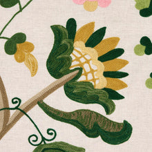 Load image into Gallery viewer, Schumacher Mandevilla Embroidery Fabric 81511 / Pink &amp; Green