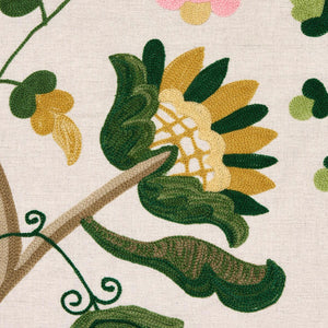 Schumacher Mandevilla Embroidery Fabric 81511 / Pink & Green