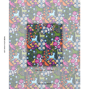 Schumacher Lupita Embroidery Fabric 81520 / Multi On Navy