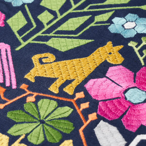 Schumacher Lupita Embroidery Fabric 81520 / Multi On Navy