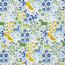 Load image into Gallery viewer, Schumacher Lupita Embroidery Fabric 81521 / Green &amp; Blue