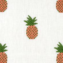 Load image into Gallery viewer, Schumacher Pineapple Embroidery Fabric 81530 / Apricot On Ivory