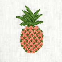 Load image into Gallery viewer, Schumacher Pineapple Embroidery Fabric 81530 / Apricot On Ivory