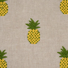 Load image into Gallery viewer, Schumacher Pineapple Embroidery Fabric 81531 / Green On Natural