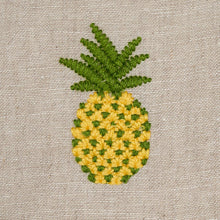 Load image into Gallery viewer, Schumacher Pineapple Embroidery Fabric 81531 / Green On Natural