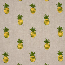 Load image into Gallery viewer, Schumacher Pineapple Embroidery Fabric 81531 / Green On Natural