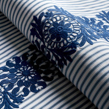 Load image into Gallery viewer, Schumacher Joelle Stripe Fabric 81541 / Blue