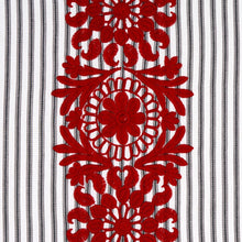 Load image into Gallery viewer, Schumacher Joelle Stripe Fabric 81542 / Red On Black
