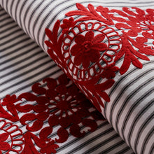 Load image into Gallery viewer, Schumacher Joelle Stripe Fabric 81542 / Red On Black