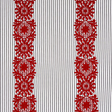 Load image into Gallery viewer, Schumacher Joelle Stripe Fabric 81542 / Red On Black