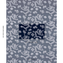 Load image into Gallery viewer, Schumacher Dragon Embroidery Fabric 8155 / Navy