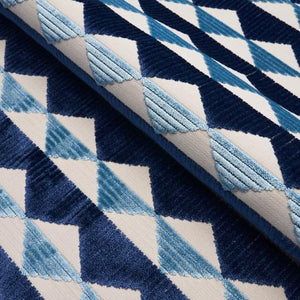 Schumacher Ridge Line Velvet Fabric 81820 / late Blue