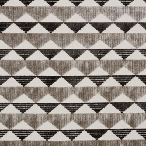 Schumacher Ridge Line Velvet Fabric 81822 / Stone Grey