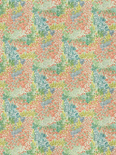 Load image into Gallery viewer, Cotton White Coral Green Teal Floral Upholstery Drapery Fabric