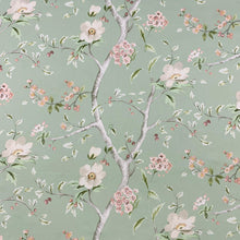 Load image into Gallery viewer, Green Blush Pink Cream Beige Floral Cotton Sateen Upholstery Drapery Fabric