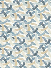 Load image into Gallery viewer, Cotton White Mustard Beige Aqua Teal Abstract Drapery Fabric