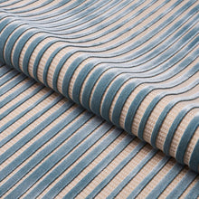 Load image into Gallery viewer, Schumacher Chimay Stripe Velvet Fabric 82150 / Ciel