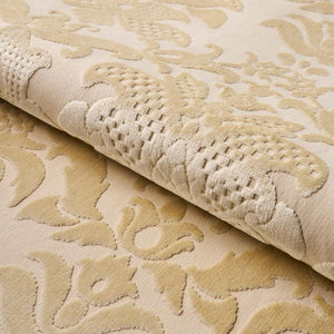 Schumacher Limbourg Damask Velvet Fabric 82161 / Pearl