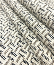 Load image into Gallery viewer, 1.6 Yard Designer Water Stain Resistant Cream Black Taupe Geometric Chenille Upholstery Fabric STA 5199