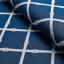 Load image into Gallery viewer, Schumacher Bamboo Trellis Indoor/Outdoor Fabric 82762 Navy