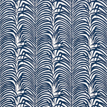 Load image into Gallery viewer, Schumacher Zebra Palm Woven Indoor/Outdoor Fabric 82781 Navy