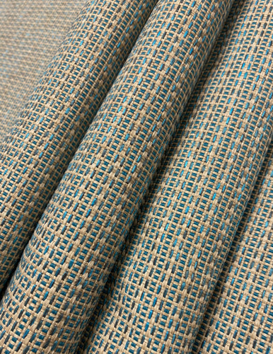 Store Designer Turquoise Teal Genuine Straw Acrylic Backed Upholstery Fabric