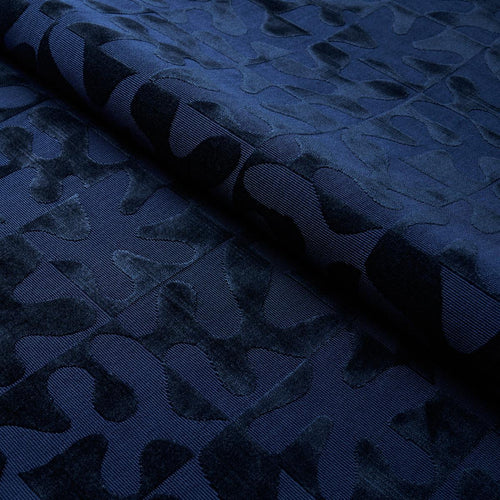 Schumacher Modern Dance Velvet Fabric 82992 / Midnight Blue