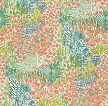 Load image into Gallery viewer, Cotton White Coral Green Teal Floral Upholstery Drapery Fabric