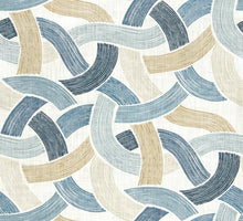 Load image into Gallery viewer, Cotton White Mustard Beige Aqua Teal Abstract Drapery Fabric