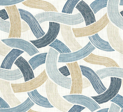 Cotton White Mustard Beige Aqua Teal Abstract Drapery Fabric