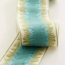 Load image into Gallery viewer, 2&quot; Wide Turquoise Blue Green Drapery Tape Trim