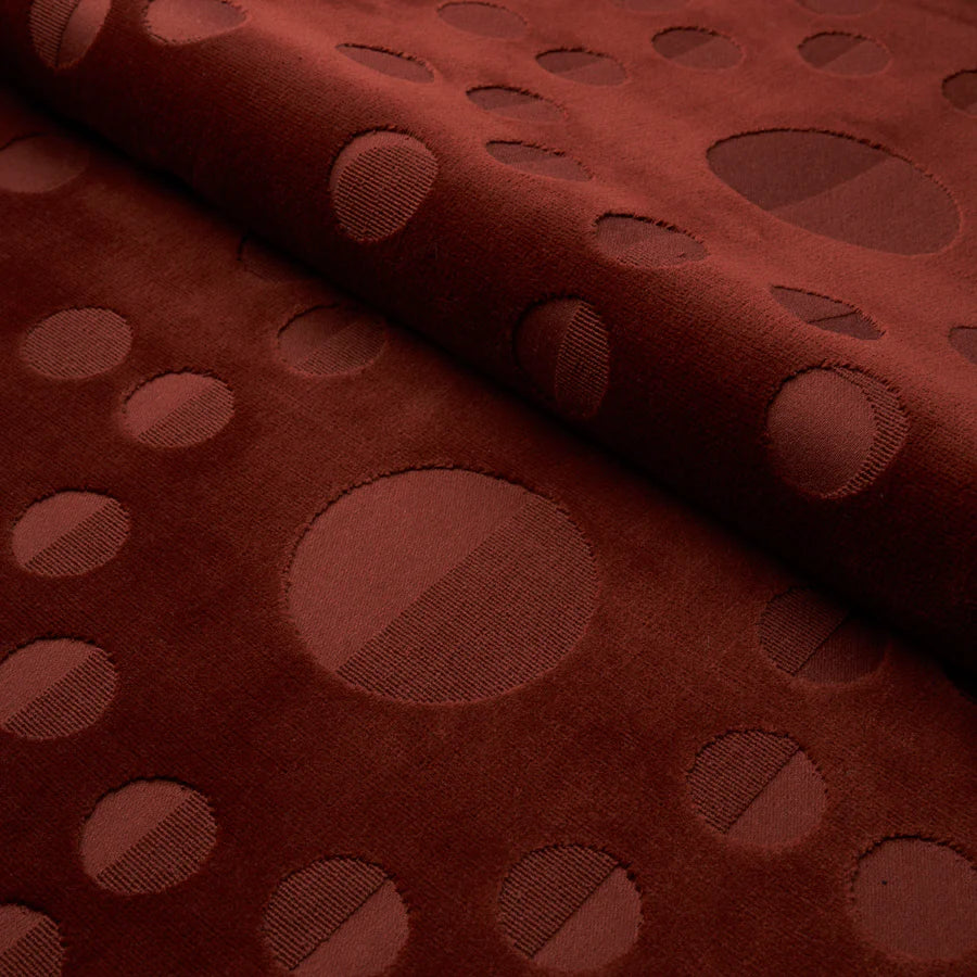 Schumacher Moon Phase Velvet Fabric 83191 / Red